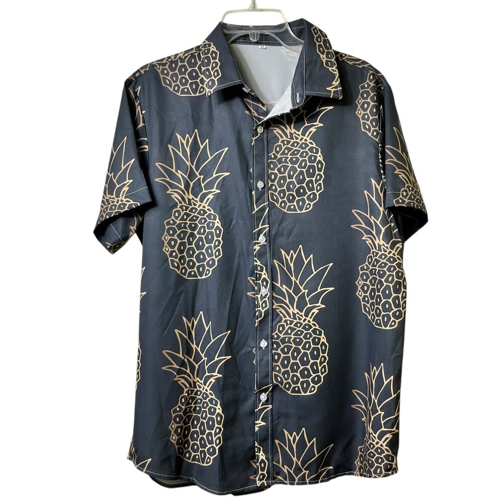 2/$15 Hawaiian Button Front Pineapple Shirt Short Sleeve‎ (2709)